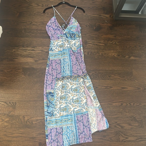 NWT Zara Blue Printed Midi Dress with Knot - Picture 10 of 10